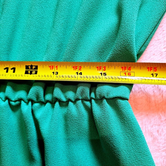 Vintage Andrea Gayle Women's Teal Green Button Front Belted Sheath Dress Size 16 - Picture 11 of 12